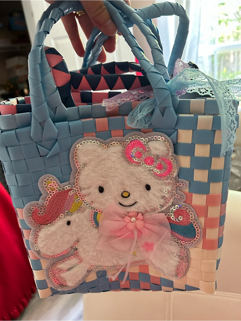4/$100 Kid Kiromi or Hello Kitty weaved colourful bags - Picture 2 of 5